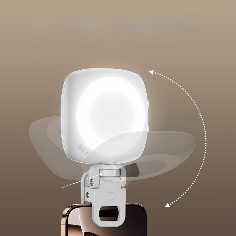 D6 мини светлина за селфи за мобилен телефон, ръчна, три температури на цвета, 3.7V, под 10W