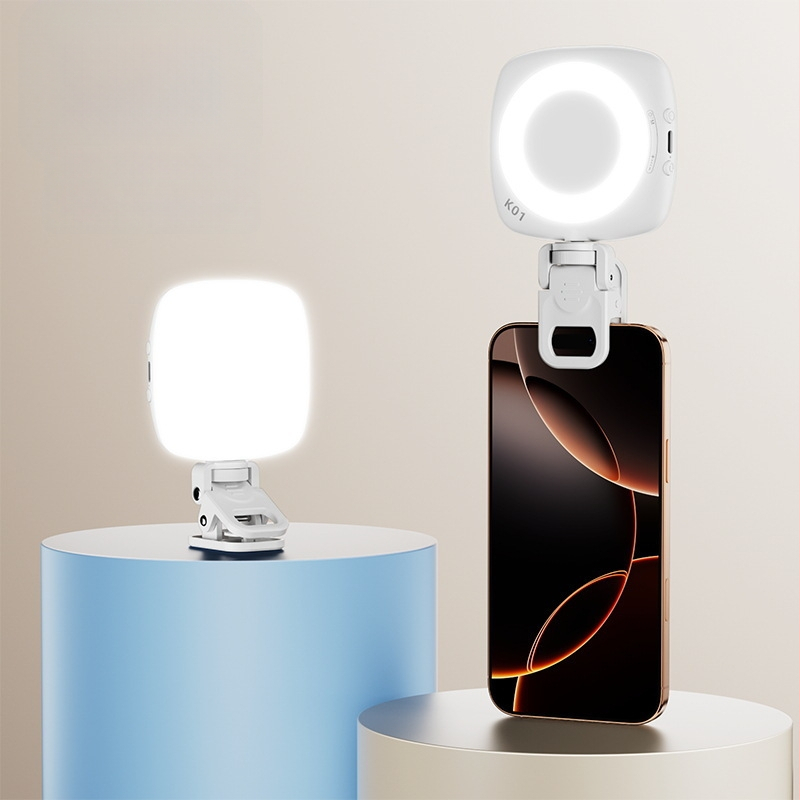 D6 мини светлина за селфи за мобилен телефон, ръчна, три температури на цвета, 3.7V, под 10W