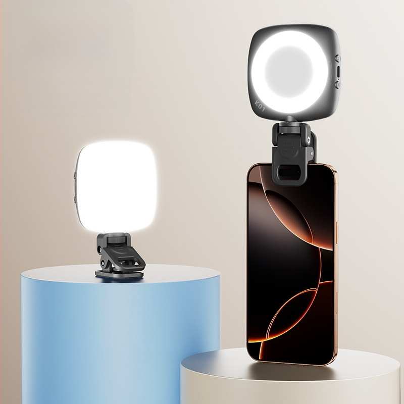 D6 мини светлина за селфи за мобилен телефон, ръчна, три температури на цвета, 3.7V, под 10W