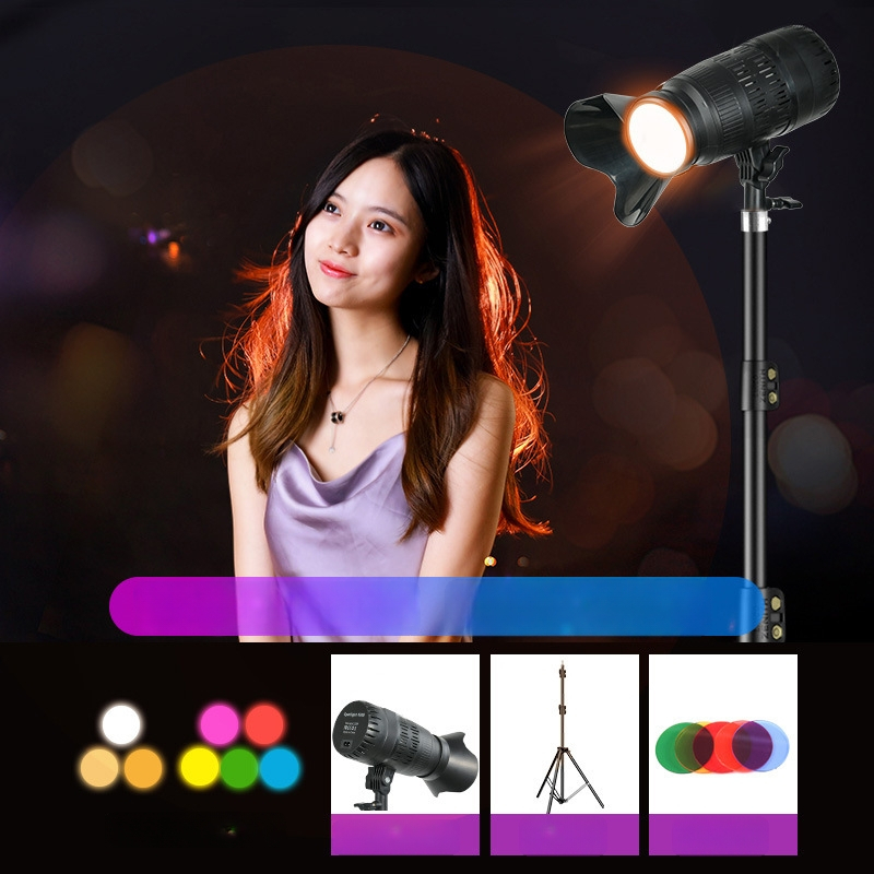Profesionalus LED fotografijos apšvietimas tiesioginėms transliacijoms, trišvies spalvų kintamas apšvietimas, 3200K–6500K, reguliuojamas šviesumas, veikimo diapazonas 3 m
