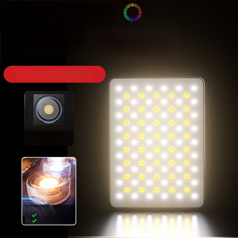 Портативна RGB пълноцветна джобна светлина за фотография и видео — магнитна светлина за запълване, ръчна, с три температури на цвета, модел ZC-F06, 3.7V, под 10W