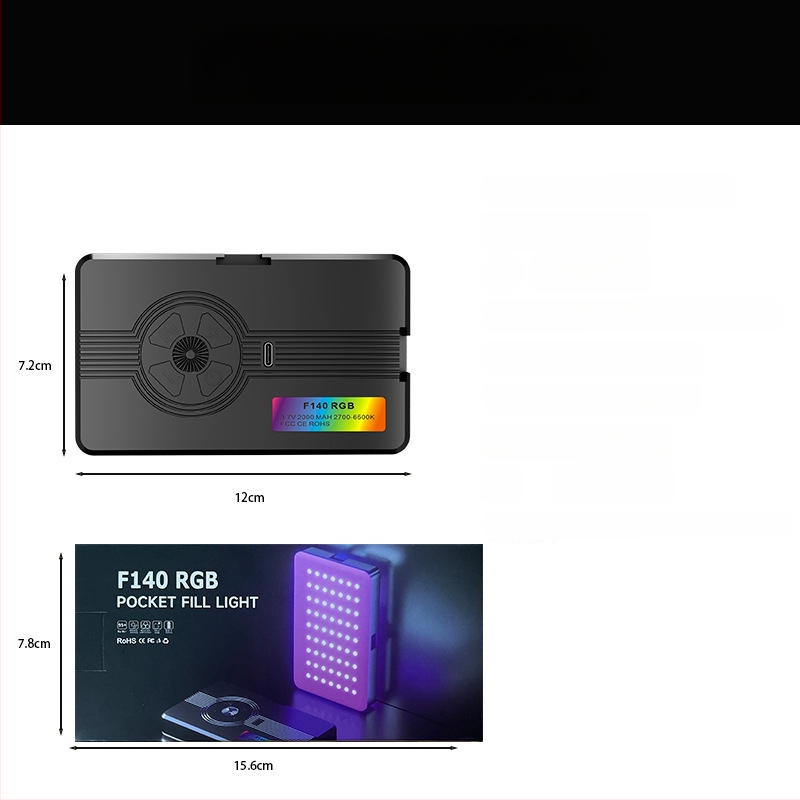 Портативна RGB пълноцветна джобна светлина за фотография и видео — магнитна светлина за запълване, ръчна, с три температури на цвета, модел ZC-F06, 3.7V, под 10W