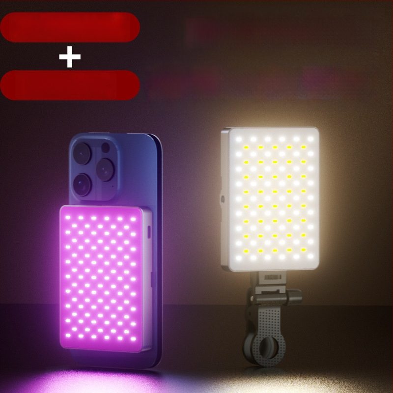 Портативна RGB пълноцветна джобна светлина за фотография и видео — магнитна светлина за запълване, ръчна, с три температури на цвета, модел ZC-F06, 3.7V, под 10W