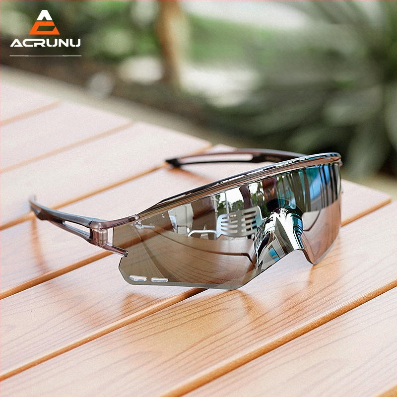 ACRUNU Cyklistické okuliare s fotocitlivými šošovkami, meniace farbu, vymeniteľné šošovky, PC rám, polorámové, unisex