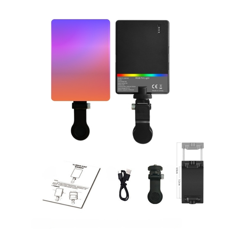 Мини светлина за запълване за телефон — портативна LED светлина с троцветна мека светлина, вградена батерия, ръчен режим, мощност под 10W, за стрийминг и fotografiya