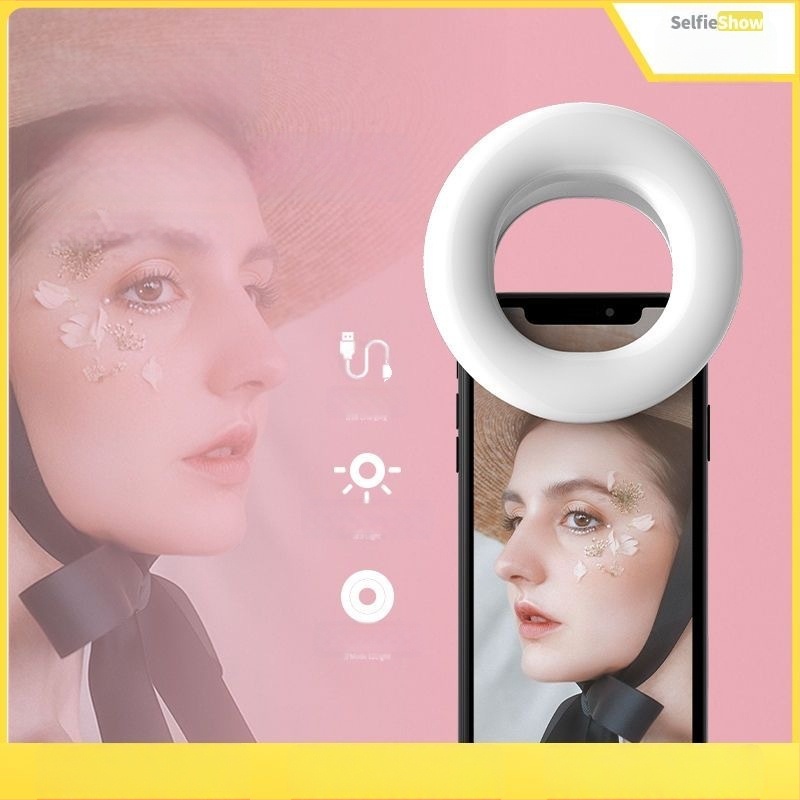 Мини ринг лампа за селфи с три температури на цвета, портативна за телефон - светлина за стрийминг и видеозаснемане, модел D01, мощност под 10W, 110V