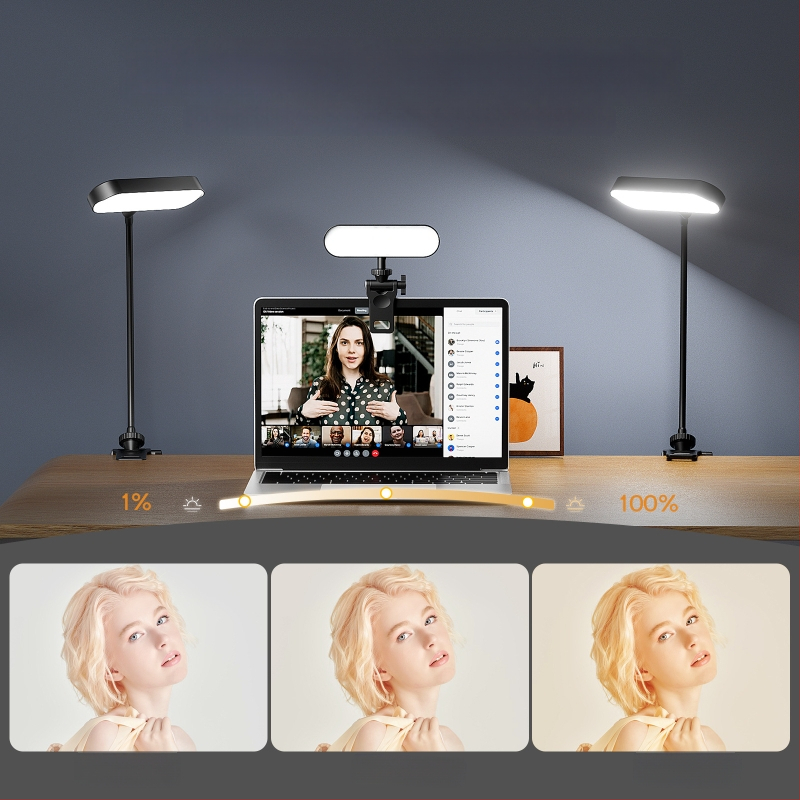 LED светлина за запълване BY04 за компютър — регулируема цветова температура 2500K–9900K, мощност под 10W, 5V, вградена батерия 1200mAh