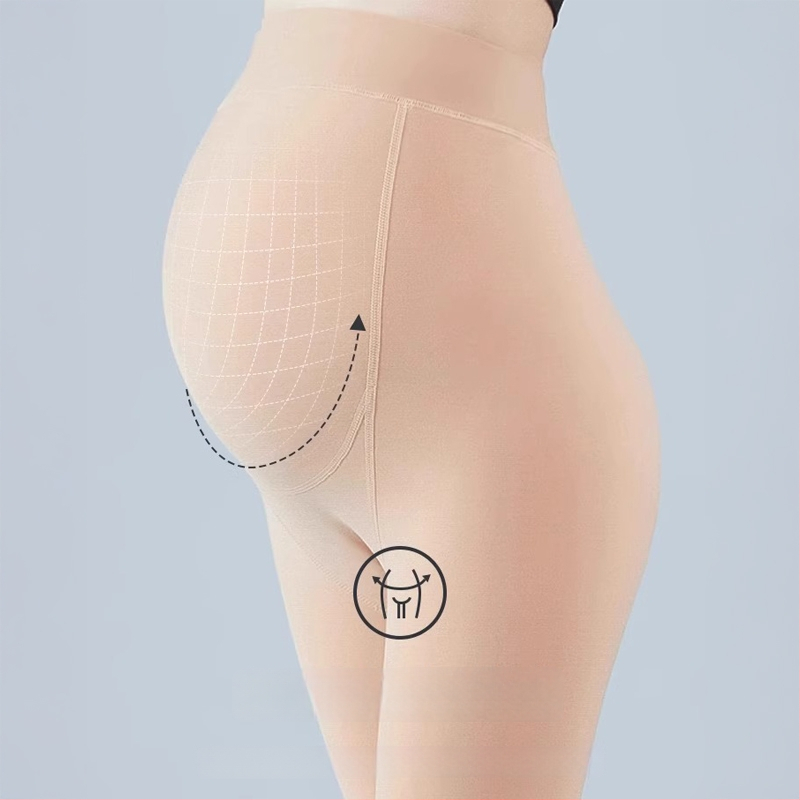 Tehotenské pančuchy s podporou brucha, stredná hrúbka, vysoká elasticita, nylon 50–70% a až 30% spandex