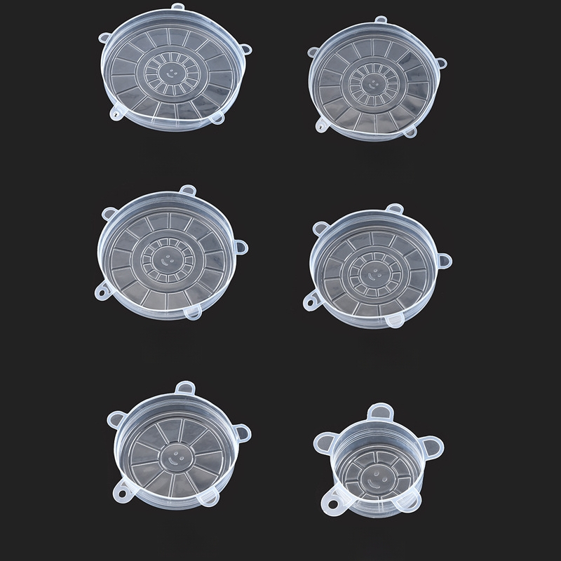 Silikónové pružné kryty na potraviny - 6-dielna súprava, viacúčelové kryty čerstvosti ovocia