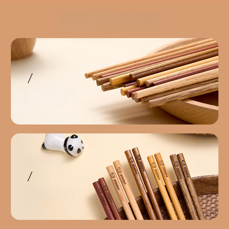 Drevené paličky na jedlo pre dospelých - kreslený motív, svieži a milý štýl, 5 alebo 6 párov