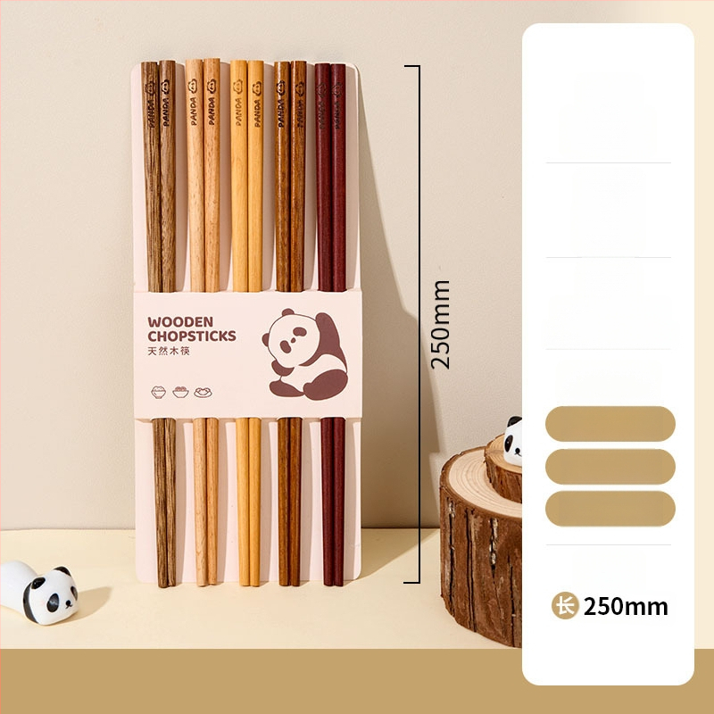 Drevené paličky na jedlo pre dospelých - kreslený motív, svieži a milý štýl, 5 alebo 6 párov