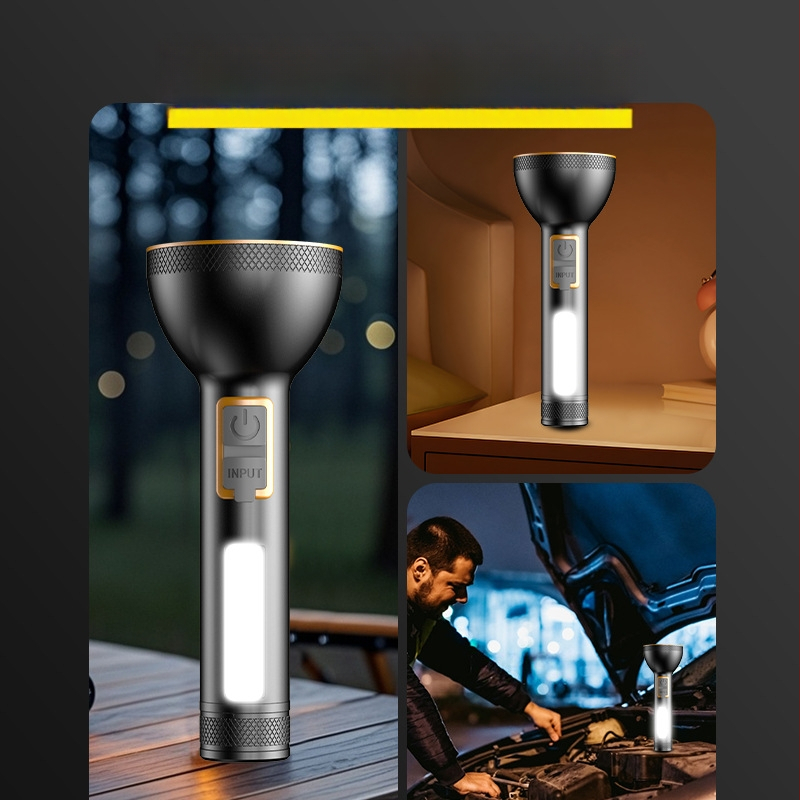 Ručná baterka s hliníkovým zliatinovým puzdrom, vstavaná nabíjateľná batéria, COB bočné svetlo, 5W, 200 lm