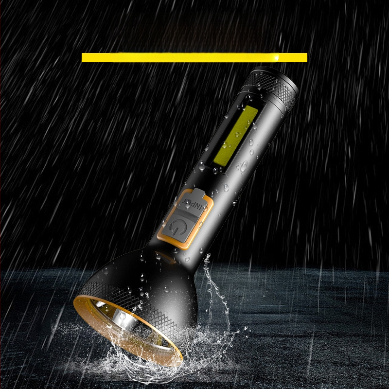 Ručná baterka s hliníkovým zliatinovým puzdrom, vstavaná nabíjateľná batéria, COB bočné svetlo, 5W, 200 lm