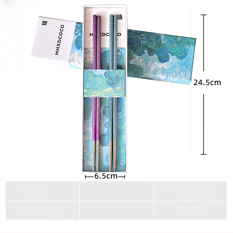 Titánové paličky, 2-5 párov, zrkadlovo leštené, svetlý luxusný štýl, Cloud Dew značka