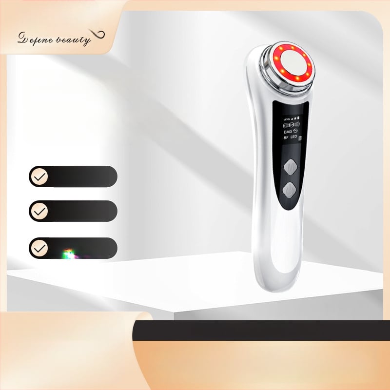 Prenosné domáce elektrické zariadenie na čistenie tváre s teplým svetlom a farebným svetlom pre omladenie pleti, lifting a masáž tváre — negatívne ióny, proti vráskam, obnova pokožky; vstavaná batéria 500-800 mAh; IPX0