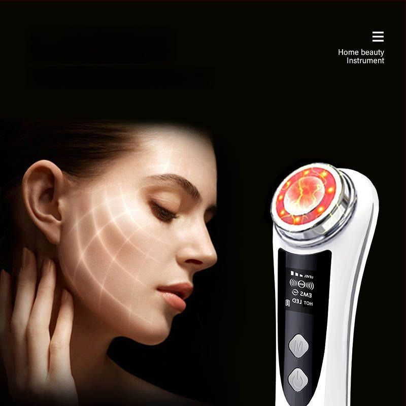 Prenosné domáce elektrické zariadenie na čistenie tváre s teplým svetlom a farebným svetlom pre omladenie pleti, lifting a masáž tváre — negatívne ióny, proti vráskam, obnova pokožky; vstavaná batéria 500-800 mAh; IPX0