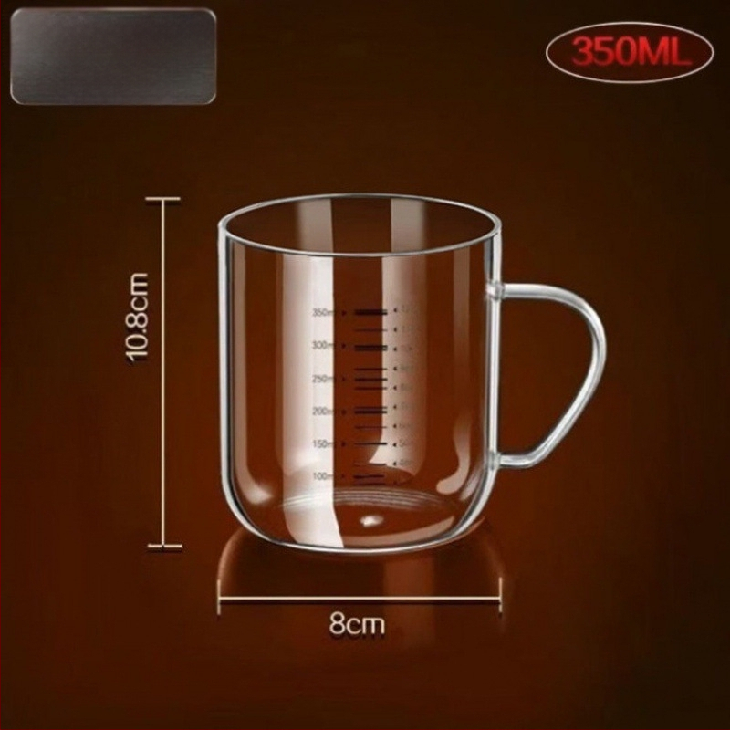 Pohár z borosilikátového skla, vysoká teplotná odolnosť, graduovaná stupnica, trojuholníkový tvar, s viečkom