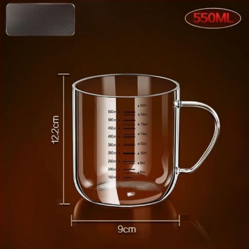 Pohár z borosilikátového skla, vysoká teplotná odolnosť, graduovaná stupnica, trojuholníkový tvar, s viečkom