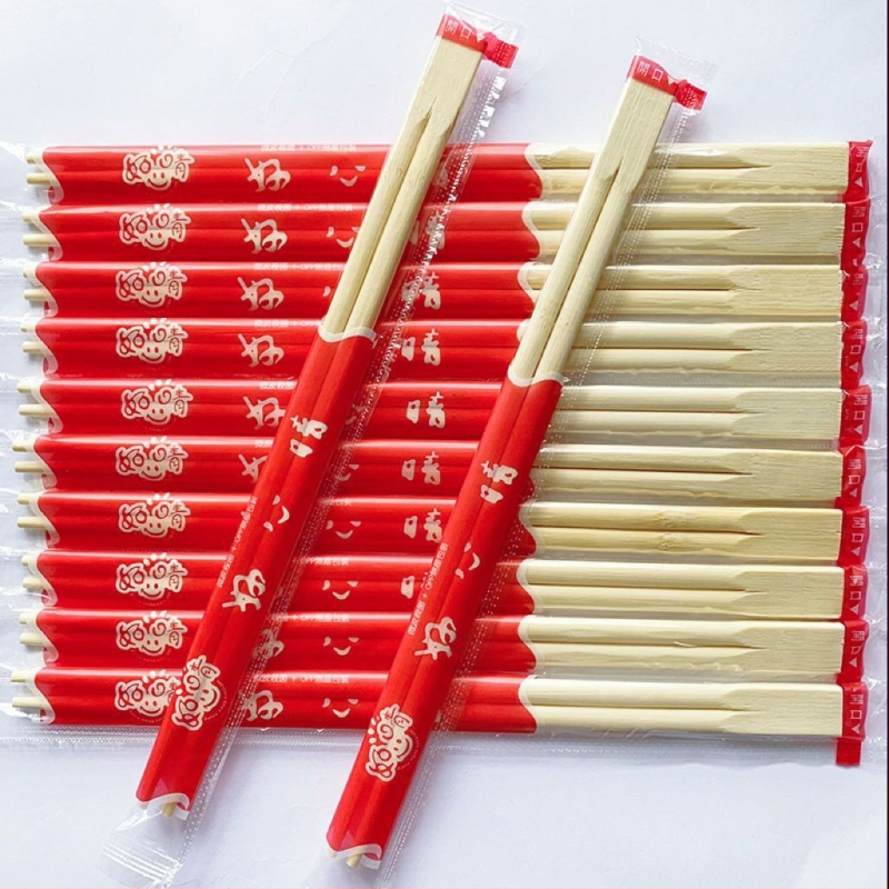 Jednorázové bambusové chopsticks s integrovaným dvojitým dizajnom, guľatý profil