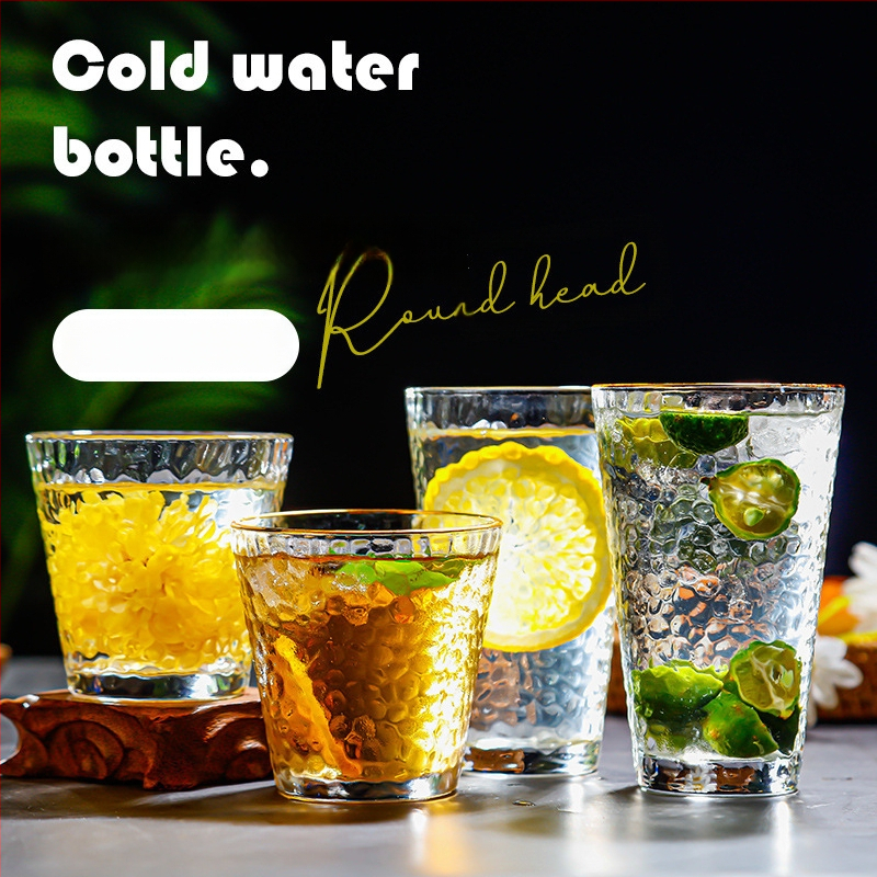 Sklenený pohár na pivo v japonskom štýle s brúsenou textúrou, bez rúčky, sodálime sklo, jeden kus, možnosť potlače loga