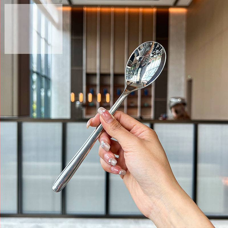 Set lyžíc s kruhovou hlavou z 316 nerezovej ocele, zrkadlovo leštené, moderný minimalistický štýl, model C284D