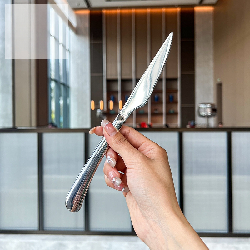 Set lyžíc s kruhovou hlavou z 316 nerezovej ocele, zrkadlovo leštené, moderný minimalistický štýl, model C284D