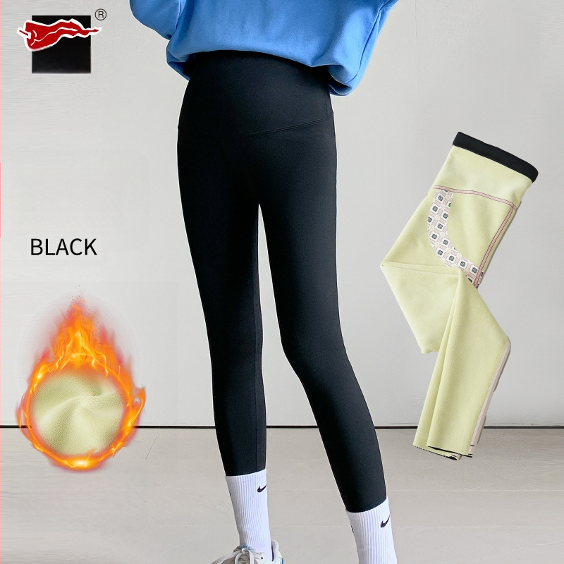 Tehotenské nohavice s nastaviteľnou oporou brucha, vysoká elasticita, zmes nylonu a elastanu, káro vzor, štýl pančuchových nohavíc