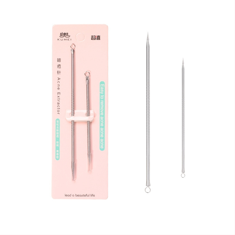 Sada ihiel na akné z nehrdzavejúcej ocele s dvojitou hlavou – nástroj na čistenie tváre a odstraňovanie čiernych bodiek, model F0255