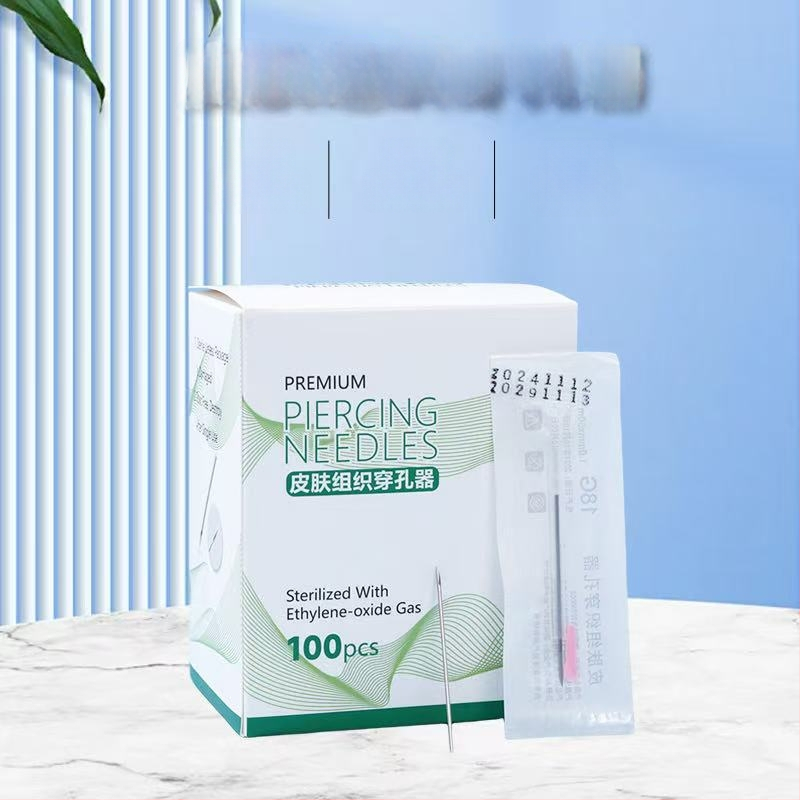 Jednorazový set piercingových ihiel pre perforáciu kože (uši, jazyk, pery) s potiahnutými ihlami; Značka Tai Mei; Netto obsah 150 g; Pôvod Iné; Výrobca Henan Taimei