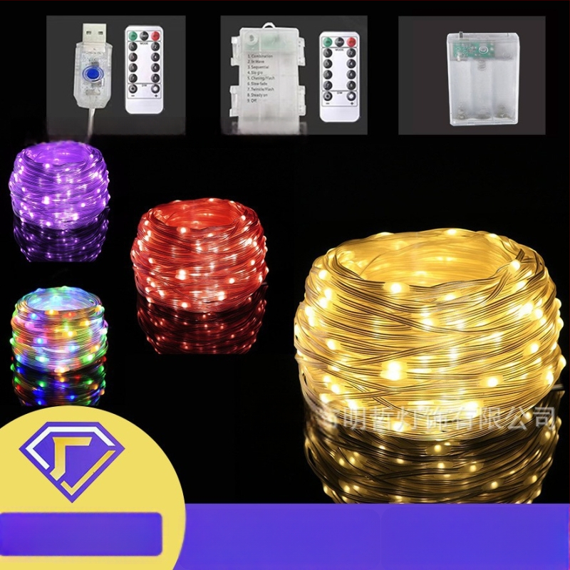 LED reťaz s koženým káblom pre vonkajšie použitie (20 LED, IP65, napájanie batériou, diaľkové ovládanie, ≤36V)