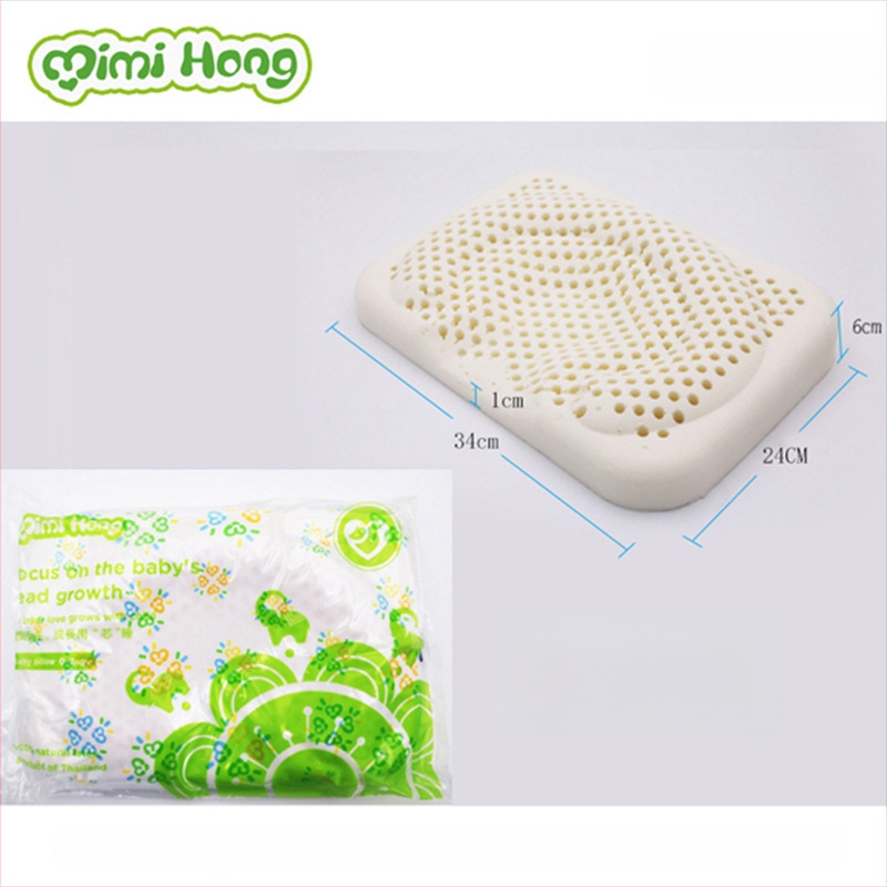 Detská vankúš z prírodného latexu, obdĺžnikový tvar, s oporou pre krk, bavlnený povrch, obsah latexu 90%+