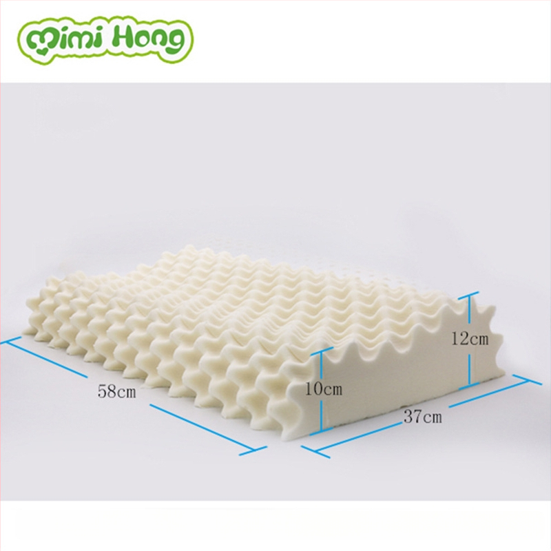 Detská vankúš z prírodného latexu, obdĺžnikový tvar, s oporou pre krk, bavlnený povrch, obsah latexu 90%+