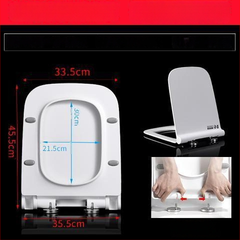 Štvorecný kryt na záchod, hrubší a odolný, s výplňou, nastaviteľná vzdialenosť montážnych otvorov 10–18 mm, materiál: močovina-formaldehydová živica