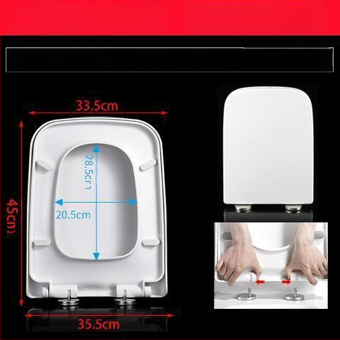 Štvorecný kryt na záchod, hrubší a odolný, s výplňou, nastaviteľná vzdialenosť montážnych otvorov 10–18 mm, materiál: močovina-formaldehydová živica