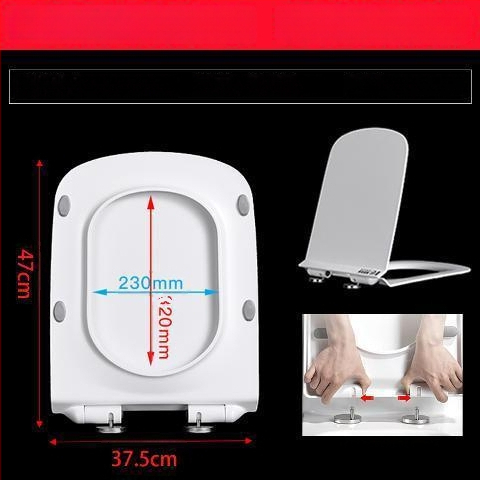 Štvorecný kryt na záchod, hrubší a odolný, s výplňou, nastaviteľná vzdialenosť montážnych otvorov 10–18 mm, materiál: močovina-formaldehydová živica