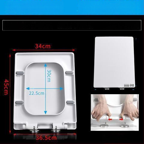 Štvorecný kryt na záchod, hrubší a odolný, s výplňou, nastaviteľná vzdialenosť montážnych otvorov 10–18 mm, materiál: močovina-formaldehydová živica