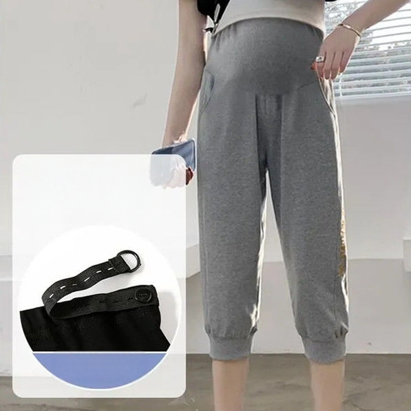 Tehotenské bavlnené cropped legíny s oporou brucha, voľný strih, 90–95% bavlna, jar 2025