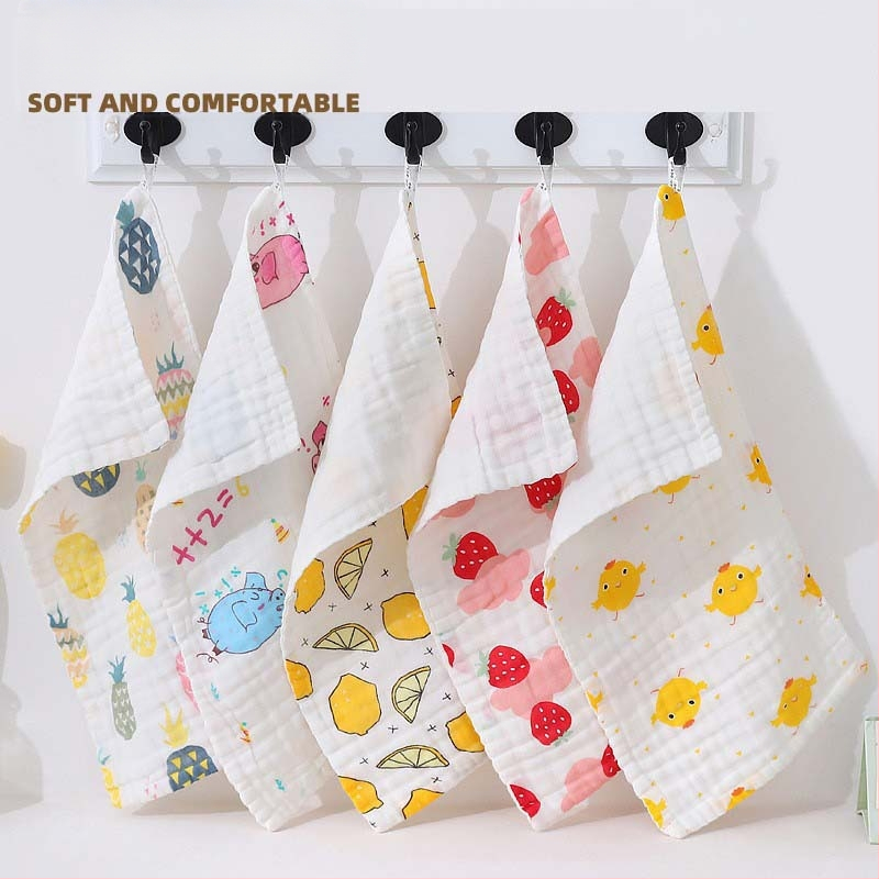 Detský štvorcový gázy uterák, 40-count bavlna, tkané combed vlákno, 25 g, vzor s zvieratami a kvetmi