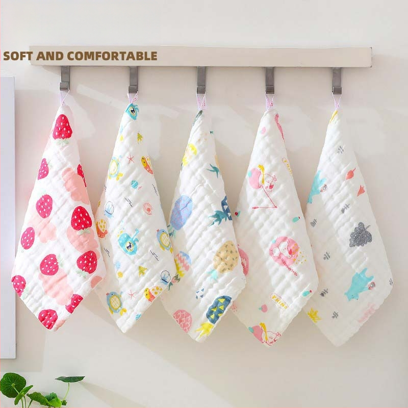 Detský štvorcový gázy uterák, 40-count bavlna, tkané combed vlákno, 25 g, vzor s zvieratami a kvetmi