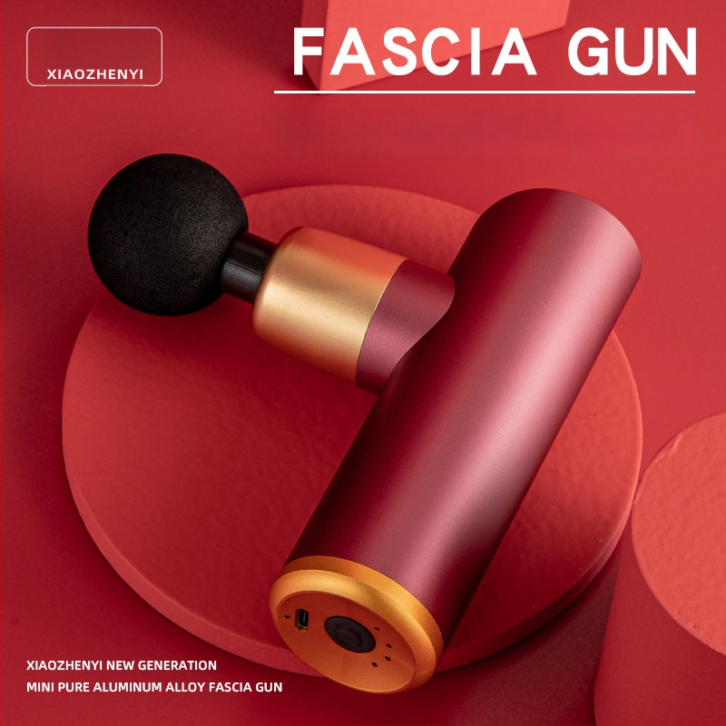 Mini prenosný fascia gun, bezkefový motor, 4 masážne hlavy, 4. stupeň, 2800 RPM