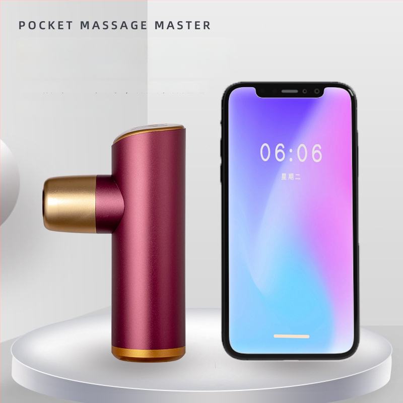 Mini prenosný fascia gun, bezkefový motor, 4 masážne hlavy, 4. stupeň, 2800 RPM