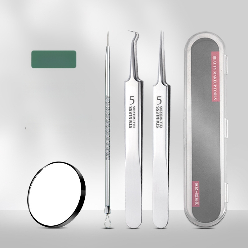 Nástroj na akné: ihla na akné + klip na bunku – nerezová oceľ, dvojfunkčný extraktor komedónov, pre bežné použitie