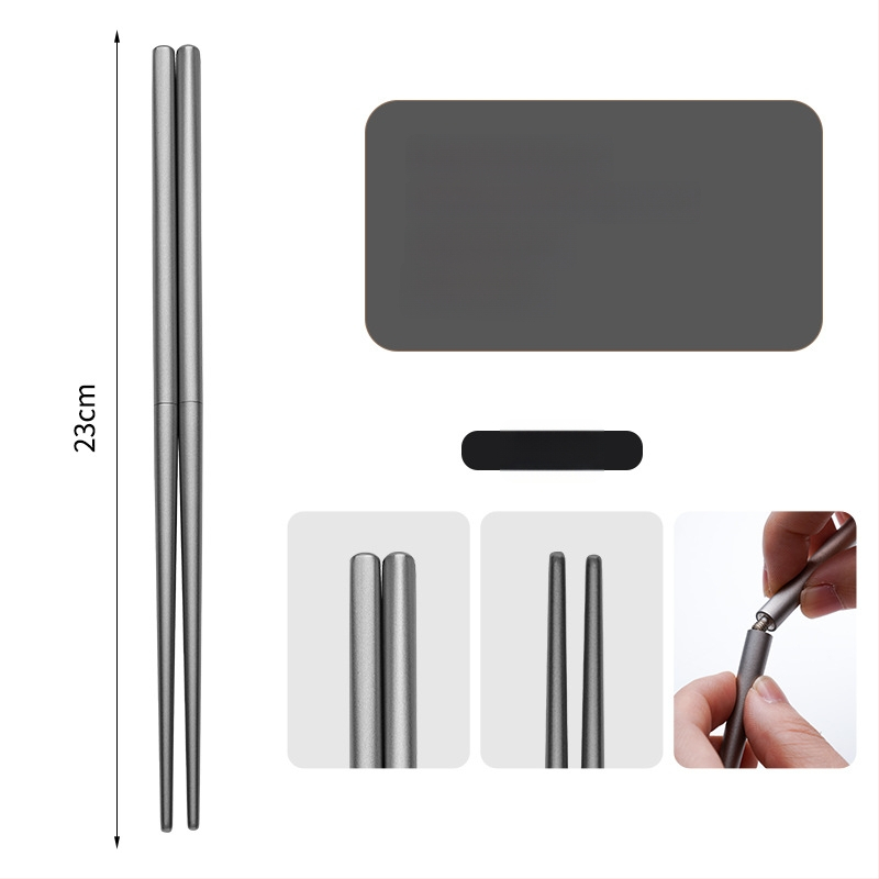 Ti·walker štvorcové jedálenské paličky z čistého titánu – čistý titán, odolné voči plesniam, protišmykové, proti popáleninám, dutá izolácia, prenosné na kempovanie