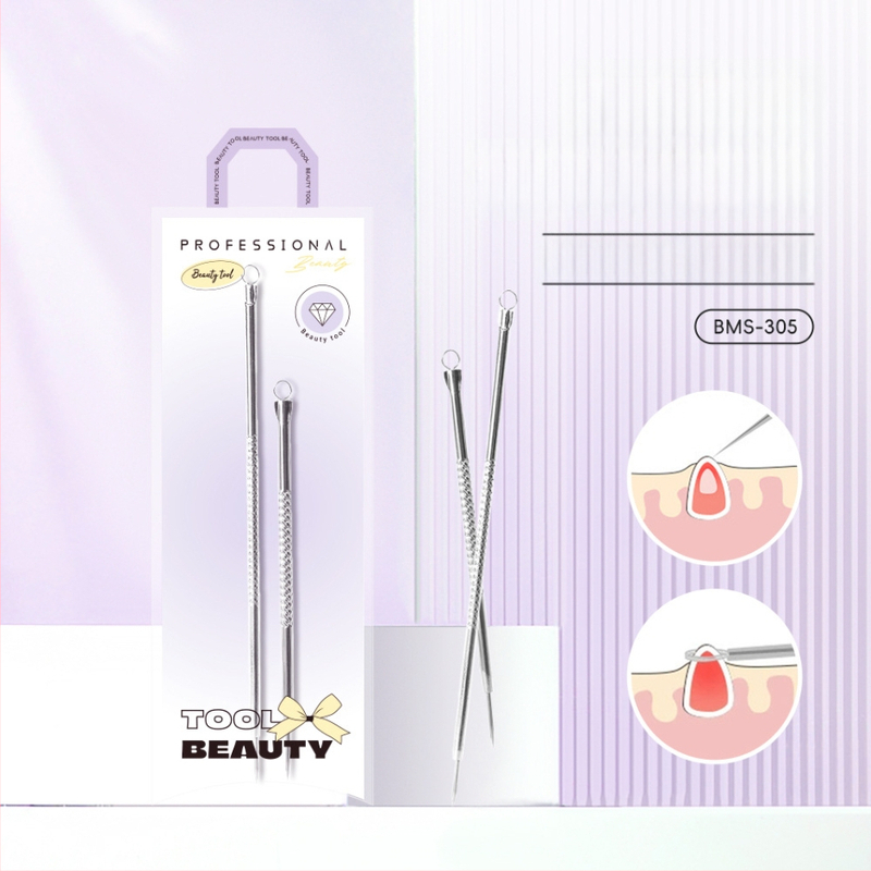 Ihla na akné – Etif; nerezová oceľ; dvojdielna sada; nástroj na čistenie tváre; pre bežných používateľov.