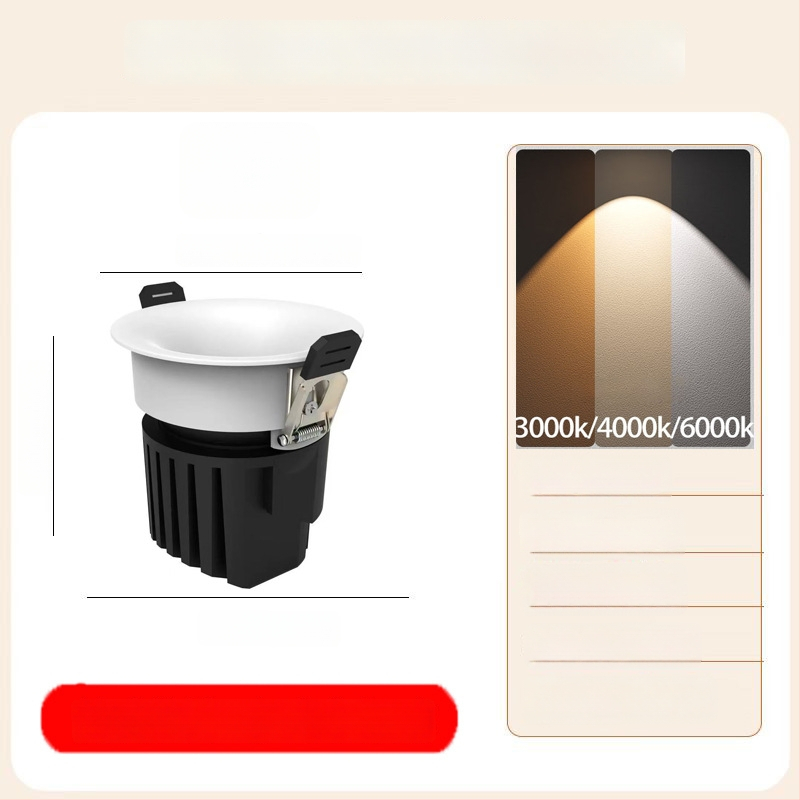 LED zapustený bezrámový oblúkový downlight, 6–10W, 220V, CRI≥90, 3000K/4000K/6000K, hliník