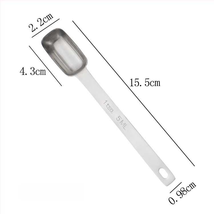 Sada meracích lyžíc zo 304 nerezovej ocele, štvorcový tvar, s meracou stupnicou, pre domácu kuchyňu