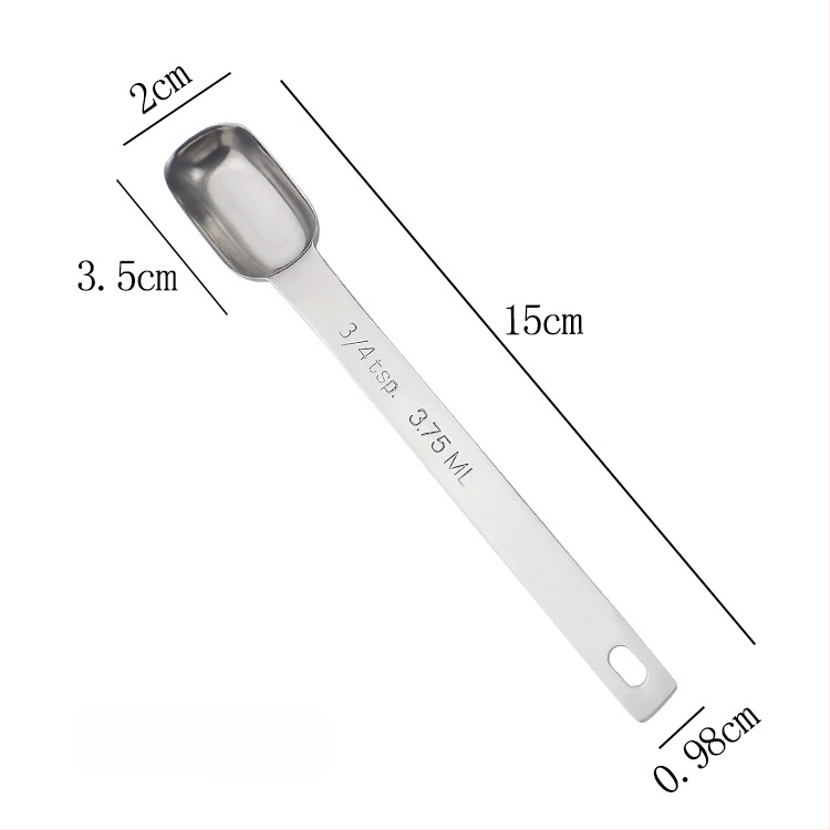 Sada meracích lyžíc zo 304 nerezovej ocele, štvorcový tvar, s meracou stupnicou, pre domácu kuchyňu