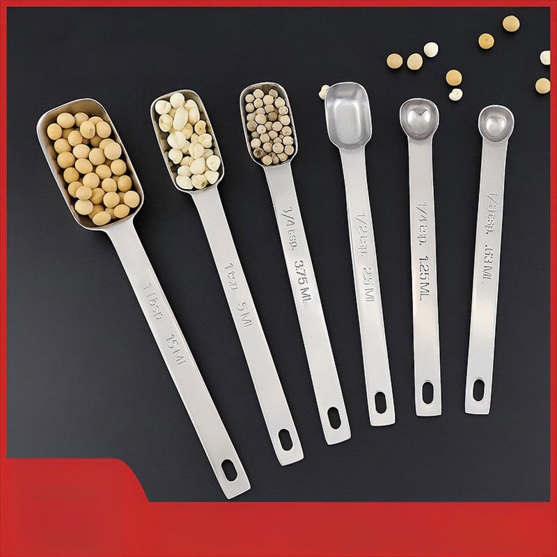 Sada meracích lyžíc zo 304 nerezovej ocele, štvorcový tvar, s meracou stupnicou, pre domácu kuchyňu