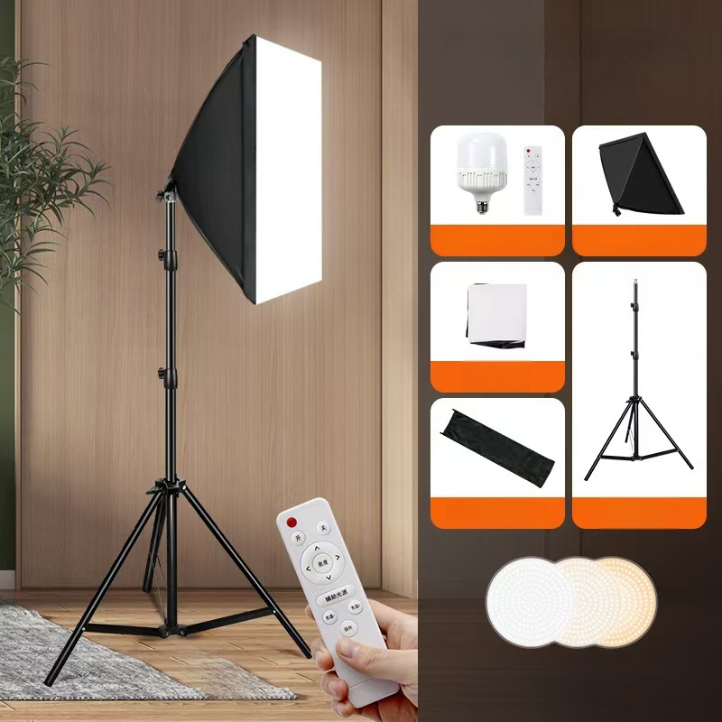 Fotografijos šviesa tiesioginiam transliavimui — 55W, 5600K, reguliuojamas ryškumas, spalvos temperatūra 5600K, tinkama transliacijoms, makiažui ir selfie