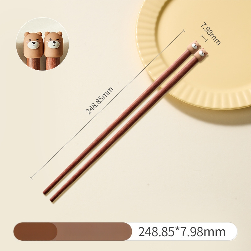 Palice na jedenie s karikatúrnym vzorom, roztomilý štýl, materiál: santalové drevo + PVC, s logom, prispôsobiteľné